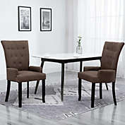 vidaXL vidaXL Dining Chair with Armrests Brown Fabric
