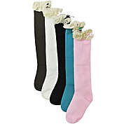 Wrapables Lace Ruffles and Bow Knee High Girl Socks / Set of 5