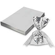 Bright Creations Metallic Silver Gift Bags for Party Favors (6 x 8 Inches, 100 Pack)