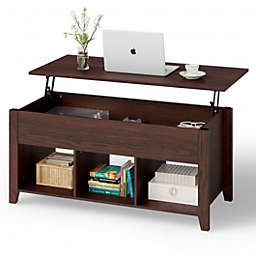 Costway Lift Top Coffee Table with Storage Lower Shelf-Brown