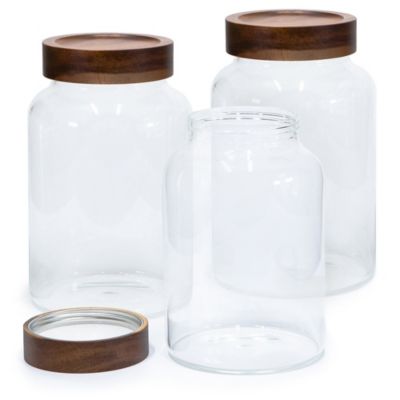 TIDIFY Acacia Lid Jar Set, Gloss Containers with Lids, Premium Food Canister Set - Storage Containers