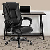 Emma + Oliver High Back Black LeatherSoft Layered Ergonomic Office Chair with Smoke Metal Base
