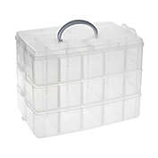 Bright Creations 3-Tier Plastic Craft Storage Containers with 30 Compartments, 40 Sticker Labels (9.5 x 6.5 x 7.2 Inch)