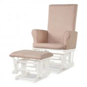 Costway Wooden Baby Nursery Glider and Ottoman Cushion Set-Pink