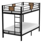 QuikFurn Twin over Twin Heavy Duty Metal Bunk Bed in Black with Side Ladder