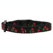 Mirage Pet Products Cherries Nylon 3/8" Wide Cat Collar, Black
