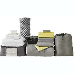 College Dorm Pack - Twin XL Bedding Basics & More - Limelight Yellow/Alloy Gray Color Set