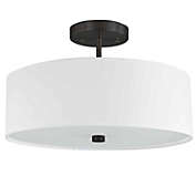 Dainolite Everly 3 Light LED Compatible White Semi-Flush Mount with White Fabric Drum Shade