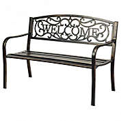 Costway Outdoor Furniture Steel Frame Porch Garden Bench-bronze