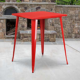 Flash Furniture Commercial Grade 31.5 Square Red Metal Indoor-Outdoor Bar Height Table