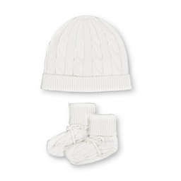 Hope & Henry Baby Sweater Beanie and Bootie Set (Soft White, 0-3 Months)