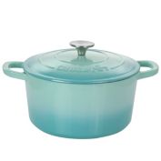 Crock-Pot Artisan 2 Piece 5 Quarts Enameled Cast Iron Dutch Oven in Aqua Blue