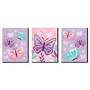 Big Dot of Happiness Beautiful Butterfly - Floral Nursery Wall Art and Kids Room Decor - 7.5 x 10 inches - Set of 3 Prints