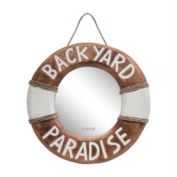 RAM Outdoor Decor Hand Painted Wooden Welcome to Our Backyard Paradise Mirror Wall Sign - Ring