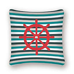 Bright And Colorful Nautical Pillow Cover - Stripes Red Wheel - 18
