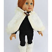 American Fashion 18&quot; Doll Clothing, 4 PC Set Hooded Faux Fur Cape w/ black leggings