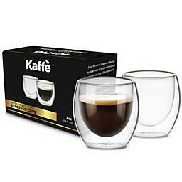 Kaffe 3oz Small Espresso Cups. Double-Wall Borosilicate Glass Coffee Cups. Set of 2 (Two)