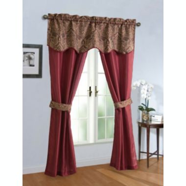 Kate Aurora Complete 5 Piece Sheer Window in a Bag Curtain & Valance Set - 52 in. W x 84 in. L, Burgundy/Brick. View a larger version of this product image.