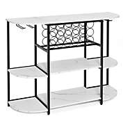 Slickblue 47 Inches Wine Rack Table with Glass Holder and Storage Shelves