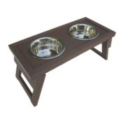 New Age Pet Habitat N'Home HiLo Adjustable Double Diner Large Russet For Pet Dogs
