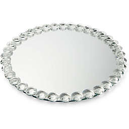 Okuna Outpost Crystal Bead Mirrored Tray for Perfume, Vanity Organizer Serving Platter (12 In)
