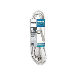Prime White 6 Feet, 16AWG, 13A/1625W, 3-Outlet SnugPlug Extension Cord
