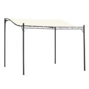 Outsunny 10&#39; x 10&#39; Steel Outdoor Pergola Gazebo Patio Canopy with Durable & Spacious Weather-Resistant Design, Cream White