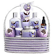Lovery Home Spa Gift Set - Lavender Coconut - Handmade Pearl Basket - 9pc