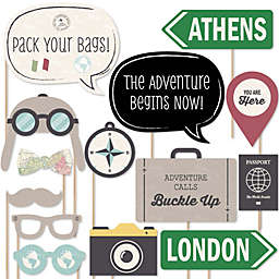 Big Dot of Happiness World Awaits - Travel Party Photo Booth Props Kit - 20 Count