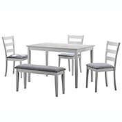 Monarch Specialties I 1210 Dining Set - 5pcs Set / White Bench And 3 Side Chairs
