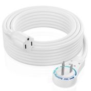 Maximm Extension Cord 25 Foot White Flat Plug, 360 Rotating Short Power Cord Single Outlet, Indoor 16 Gauge 3 Prong Grounded Wire UL Listed (25Ft White)