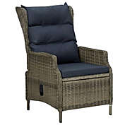 Home Life Boutique Reclining Garden Chair with Cushions Poly Rattan Brown