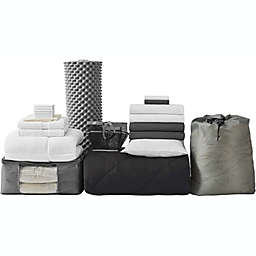 College Dorm Pack - Twin XL Bedding Basics & More - Black Color Set