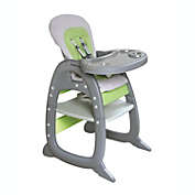Badger Basket Co. Envee II Baby High Chair with Playtable Conversion - Gray and Green
