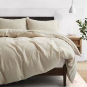 Unikome 3-Piece Soft Washed Linen Duvet Cover Set in Beige, King