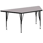 Flash Furniture 29.5&#39;&#39;W x 57.25&#39;&#39;L Trapezoid Grey Thermal Laminate Activity Table - Height Adjustable Short Legs