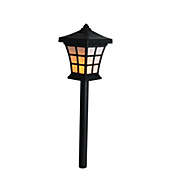 Gerson 19" Black and White LED Petal Lantern Solar Powered Lighted Pathway Marker