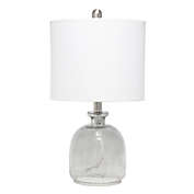 Elegant Designs Textured Glass Table Lamp with Fabric Drum Shade - White