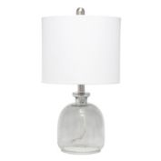 Elegant Designs Textured Glass Table Lamp with Fabric Drum Shade - White