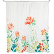Juvale Floral Shower Curtain Set with 12 Hooks, Watercolor Flower Bathroom Decor (72 x 72 inch)