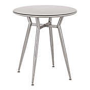 Contemporary Home Living 30.25" Clear Brushed Silver Round Metal Top Dinette Table