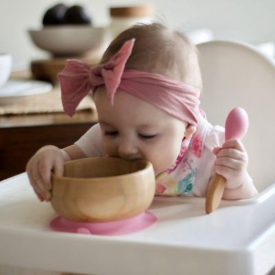 Avanchy Bamboo Suction Baby Bowl + Spoon, Black