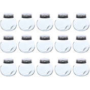 Blue Panda Clear Glass Jar - 15-Pack Mini Slanted Candy Jars with Screw on Lids for Wedding Decoration, DIY, Home, Party Favors, 3.4-Ounce
