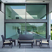 Luxury Commercial Living 6 Piece Gray Outdoor Patio Wickerlook Conversation Set with Sunbrella Cushion 50"