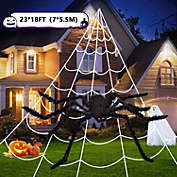 Kitcheniva Halloween Decoration Spider Web & 35.4FT Large Spiders Props