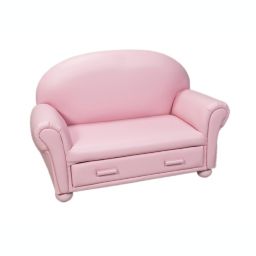 Gift Mark Storage Furniture Child's Upholstered Chaise Lounge w/Drawer Pink