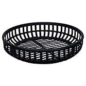 Contemporary Home Living 14.25" Black Modern Round Rattan Decorative Tabletop Tray