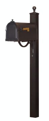Special Lite Products Berkshire Curbside Mailbox with Springfield Mailbox Post - Black