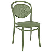 Luxury Commercial Living 33.5" Olive Green Stackable Outdoor Patio Armless Chair
