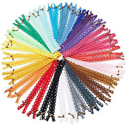 Bright Creations #3 Lace Zippers for Sewing, 25 Colors (8 Inches, 50 Pack)